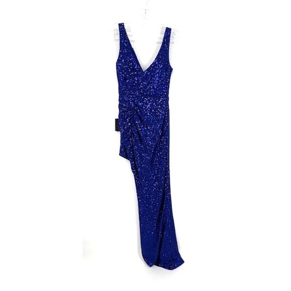 Mac Duggal Dramatically High-Low Sleeveless Formal Gown in Cobalt Blue – Size 0 - Picture 5 of 8
